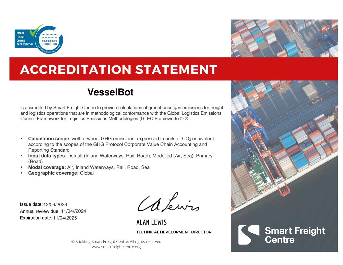 VesselBot SFC Accreditation Statement